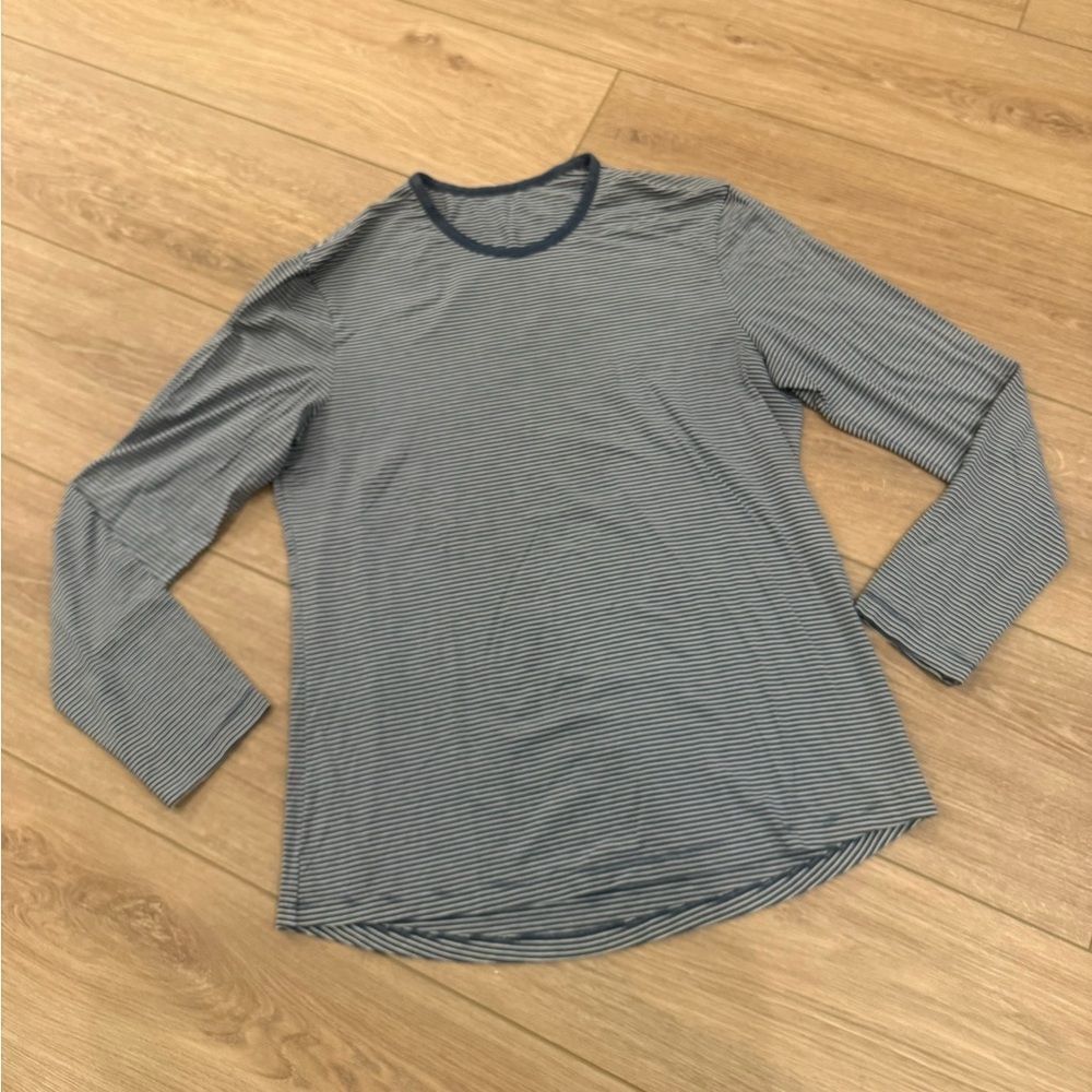 lululemon athletica Blue Pinstripe Long Sleeve Shirt